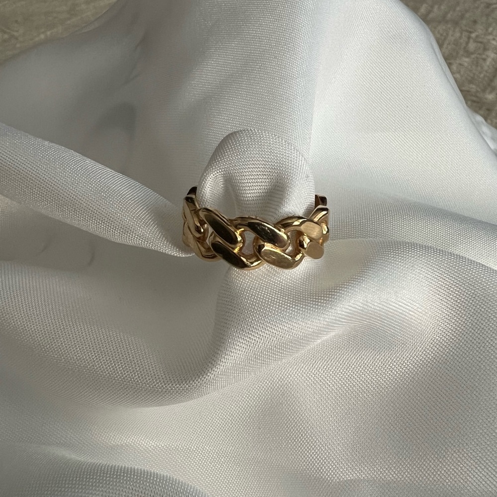 // 18k (750) Real Solid Gold Link Ring - image 1